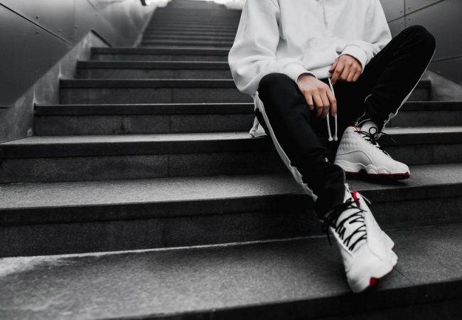 Man,Is,Sitting,On,The,Stairs.,Lifestyle,Photography.,Urban,Wallpaper.